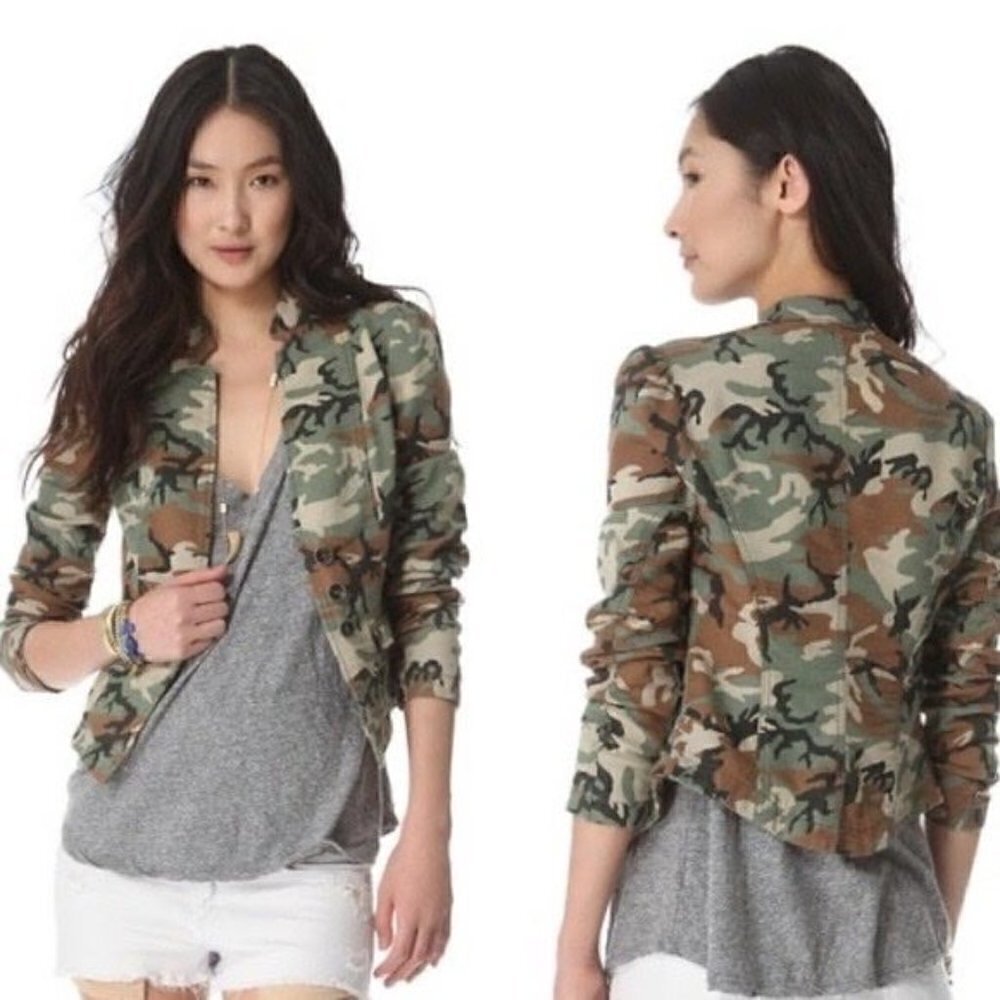 Free People camo print sweatshirt blazer jacket